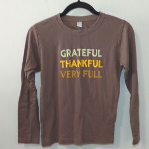 The Wishing Elephant Thanksgiving T-Shirt Grateful Thankful Very Full Size 12